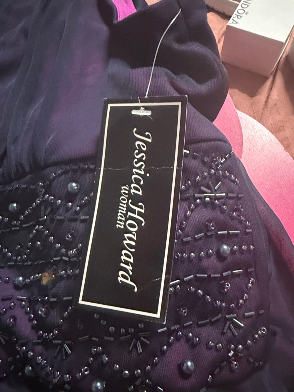 Dark Purple Sleeveless Beaded Waist Cocktail Dress - Picture 16 of 16